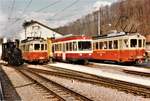 WALDENBURGRBAHN BLT/WB
Die drei Generationen vom  WALDENBURGERLI  vereint vor dem Depot Waldenburg im Jahre 1985.

G 3/3 5  G Thommen 
Im Betrieb 1902 bis 1954
Denkmal beim Bahnhof Liestal
1954 bis 1975
Historische Lok
1980 bis 2018
Die letzten Dampffahrten fanden am 23. September 2018 statt.

Be 4/4 1 bis 3
Im Betrieb 1953 bis 1985

BDe 4/4 11 bis 17
Im Betrieb ab 1985
Foto: Walter Ruetsch 