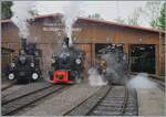 50 Jahre Blonay - Chamby; Mega Steam Festival: In Chaulin zeigen sich die J-S Br�nig/BAM G 3/3 N� 6 (Blonay Chamby), die SEG G 2x 2/2 105 (Blonay Chamby) und die kleine G 2/2  Ticino  von G 2/2 Bn2t, 1889 gebaut von Arnold Jung in Jungenthal bei Kirchen f�r das Consorzio Correzione del Fiume Ticino. heute im Besitz von Martin Horath. Die G 2/2 Ticino war als Gastlok in Chaulin �bernahm w�hrend des MSF einen Teil des Man�vers.

10. Mai 2018
