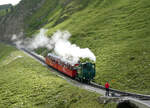 Der talw�rts fahrende Dampfzug mit der Lok Nr.