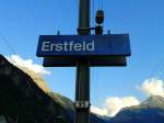 Bahnhofsschild von Erstfeld am 21.7.2015