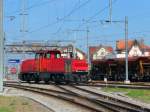 SBB - Am  841 004-5 bei Rangierfahrt in Kerzers am 28.03.2012 ..
