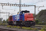 Am 843 072-0 fährt am 03.10.2022 zum Bahnhof Pratteln um bei Firmen diverse Kesselwagen abzuholen.