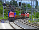 SBB - 8433 068-8 mit Güterzug unterwegs bei Coppet am 06.05.2022
