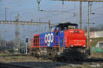 Am 843 095-1 durchfährt den Bahnhof Pratteln. Die Aufnahme stammt vom 07.12.2016.