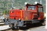 MGB exBVZ - Gm 3/3 71 am 22.05.1997 in Visp - Diesel-Rangiertraktor - Baujahr 1975 - Moyse3550/Deutz - 191 KW - Gewicht 26,00t - L�P 6,94m - zul�ssige Geschwindigkeit 45 km/h - �3=23.12.1987 - Lebenslauf: ex BVZ Gm 3/3 71 - 2003 MGB Gm 3/3 71 - Hinweis: mit alten BVZ-Logo
