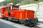 MGB exBVZ - Gm 3/3 72 am 23.05.1997 in Zermatt - Diesel-Rangiertraktor - Baujahr 1975 - Moyse3551/Deutz - 191 KW - Gewicht 26,00t - L�P 6,94m - zul�ssige Geschwindigkeit 45 km/h - �4=01.07.1994 - Lebenslauf: ex BVZ Gm 3/3 72 - 2003 MGB Gm 3/3 72 - Hinweis: mit neuen BVZ-Logo
