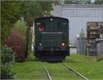 Fahrtag Wolfhuuser Bahn, die akut existenzbedrohte Museumsbahn.

Tm 2/2 111 fährt an einer akurat geschnittenen Hecke in Wolfhausen vorbei. Oktober 2021.