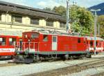 MGB exFO - HGe 4/4I 33 am 07.10.1996 in BRIG - Zahnrad-LOKOMOTIVE - �bernahme 31.02.1941 - SLM3725/MFO - 911 KW - Gewicht 48,60t - L�P 14,20m - zul�ssige Geschwindigkeit 55/30Z km/h
