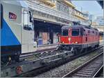Eine  Personenverkehrs  SBB Re 4/4 II in Lausanne ist nicht alltäglich, so dass ich die SBB Re 4/4 II 11193 (UIC 91 85 4420 193-5 CH-SBB) hier genre fotografiere, doch das interessante ist das SNCF Zeichen am linken Bildrand... 

29. Okt. 2025 