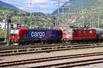 SBB Siemens Vectron 193 055-1 und Re 420 271-9 am 08.07.26 in Brig Bhf vom Bahnsteig aus fotografiert 