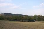 Zum Jubil�um 150 Jahre der Strecke Winterthur Koblenz f�hrt DSF am 16.08.2026 Extrafahrten durch. Fr�her waren die Personenz�ge der SBB so gr�n wie dieser hier. Zur Dampfzeit war ja wichtig, dass die Wagen nicht so schnell verschmutzt aussehen. Da hat Tannengr�n gepasst.
Diese Komposition, allerdings zus�tzlich noch mit einem Gep�ckwagen und vielleicht einer weniger modernen Lokomotive h�tte vor 50 Jahren auf diese Strecke gepasst.