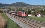 Die SBB 420 304 war am fr�hen Morgen des 12. September 2026 mit der Aufgabe vertraut den NJ 472 auf dem letzten Abschnitt von Basel nach Z�rich zu bringen, hier passiert der Nightjet gerade Frick (AG). 