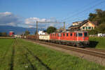 Die beiden SBB Re 4/4 III 11302&11304 ziehen am 29.09.2025 einen Zuckerrübenzug richtung Aarberg.