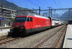 SBB - Lok 460 102-7 als IR von Brig nach Lausanne im Bhf. Visp am 20.07.2026