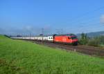 Re 460 073 mit einem IR nach Zürich am 02.09.2014 bei Honau.