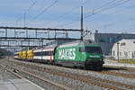 Re 465 004-0 von Makies, (ex BLS) durchf�hrt am 28.09.2026 den Bahnhof Rupperswil.
