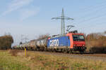 482 021-3 (SBB Cargo) mit einem Kesselzug in Ratingen Lintorf, 26. Februar 2026