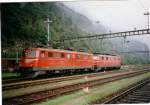 Ae 6/6 11401  Ticino  und Ae 6/6 11402  Uri  in Biasca, September 1997