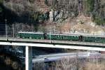 Ae 6/6 11407 mit einem Sonderzug auf der Gotthard Nordrampe oberhalb von Amsteg; 07.03.205