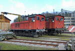 ex SBB - Heute ?? - Rangierloks Ee 3/3  16316 + Ee 3/3  16326 abgestellt auf dem Areal vom Verein Pacific 01 202 in Lyss ** Bild vom 28.12.2025