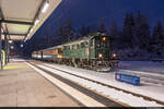 Chlausefahrt 2022 auf der Emmentalbahn: Am 10.12.2022 steht VHE Be 4/4 102 im Bahnhof von Ramsei
