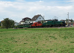 SBB/HSTB: Remisenfest des Vereins Historische Seethalbahn vom 3. September 2016.
Krokodile im Seetal. Sonderzug mit Doppeltraktion Be 6/8 III 13302 und De 6/6 15301 bei Hochdorf am 3. September 2016.
Foto: Walter Ruetsch