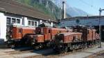 Oldtimer-Parade im Depot Erstfeld, 1.10.2011: Be 4/6 12332, Ce 6/8 I 14201 und vorne Ce 6/8 II 14253 (aus dem Zug heraus aufgenommen).