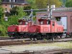 SBB - Rangierlok Oldtimer Ee 3/3 16383 und Ee 3/3 16410 abgestellt in Chur am 07.05.2015