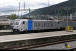 RailPool - Schnappschuss der Lok 187 001-3 vor Zuckerrübenzug im Bahnhof Biel am 25.09.2020