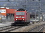 DB - Lok 185 096-5 bei der durchfahrt im Bahnhof Giubiasco am 12.02.2021