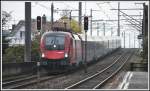 Railjet 165 mit 1116 207 bei Trbbach im St.Galler Rheintal. (21.11.2013)