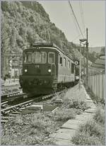 Die BLS Re 4/4 178 verlässt mit einem Tunnelautozug den Bahnhof von Iselle di Trasquera.