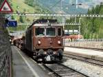 BLS - Re 4/4 171 vor Gterzug bei der durchfahrt in Goppenstein am 07.09.2013