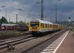 BLS/DB: Zufällige Begegnung zwischen der BLS Re 4/4 194 und dem DB Messzug mit der 120 160-7 am 23. Juli 2015 in Weil am Rhein.
Foto: Walter Ruetsch