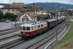 SBB/TEE CLASSIC: Mit der Re 4/4 I 10034 im Jura unterwegs am 12. August 2017.
Anlässlich der Bahnhofsdurchfahrt Tavannes.
Foto: Walter Ruetsch