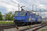 Doppeltraktion, mit den WRS Loks 430 115-6 und 430 111-5 durchfährt am 12.05.2023 solo den Bahnhof Pratteln.