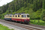 Doppeltraktion, mit den Loks 421 393-0 im TEE Look und 421 387-2 im Rheingold Look, fährt am 27.07.2023 Richtung Bahnhof Tecknau.