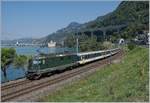Nostalgie am Genfersee - eigentlich die Aufgabe der Blonay-Chamby Bahn, doch das Monopol hat sie nicht: die SBB Re 4/4 II 11161 und eine weitere Re 4/4 II befördern ihren EW I Dispozug 1716 von