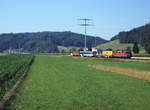 Nicht alltäglicher Messzug mit zwei BOBO an beiden Enden bei Hermiswil in Richtung Burgdorf unterwegs am 24.