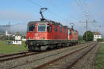 Doppeltraktion Re 420 264-4 und Re 420 240-4 als Lokzug Bure-Courtemaîche in Courtemaîche am 30.