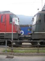 Alle drei Farbvarianten von SBB Cargo Re4/4ll 11330,Re4/4lll 11356 und Re620 060-4 am 27.6.08 in Bellinzona.