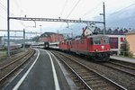 Ostern 2016 am Gotthard; Aufgrund der stark verlängerten Zügen mussten diverse IR mit zwei Re 4/4 II bespannt werden.