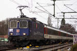 Ein etwas improvisiertes Abschiedsschild klebte auf der 421 371-6 am EuroCity EC 195 von Zürich kommend nach Lindau.