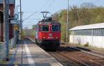 421 380 der SBB Cargo durchfuhr am 19.04.11 Lz den Bahnhof Burgkemnitz Richtung Wittenberg.