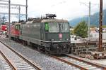 Re 4/4 11161 stand am 24.09.2016 zusammen mit der Re 4/4 11158 abgestellt im nördlichen Vorfeld vom Bahnhof in Bellinzona und warteten auf ihren nächste Leistung.