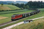 Sehr seltener Grossverkehr auf RM/VHB  SBB Sonderzug auf VHB  Im August 1994 wurde diese Strecke noch durch die VHB für den Personen- sowie den Güterverkehr betrieben.