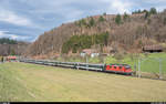 Re 4/4 II 11133 (ex Swiss-Express) mit Fussballextrazug von Luzern nach Thun am 17. März 2019 bei Burgdorf.