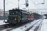 Winter in Bellinzona vom 2. März 2020 mit der Re 4/4 11158 und der Ae 4/7 10987.
Foto: Walter Ruetsch
