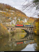 EW-I-Pendel mit Re 4/4 II 11112 als Leermaterialzug Basel GB - Bure am 30. Oktober 2020 auf der Chessilochbrücke bei Grellingen.