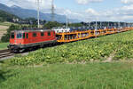 Re 420 328-7 mit dem Tesla-Zug bei Pieterlen am 31. August 2021.
Foto: Walter Ruetsch